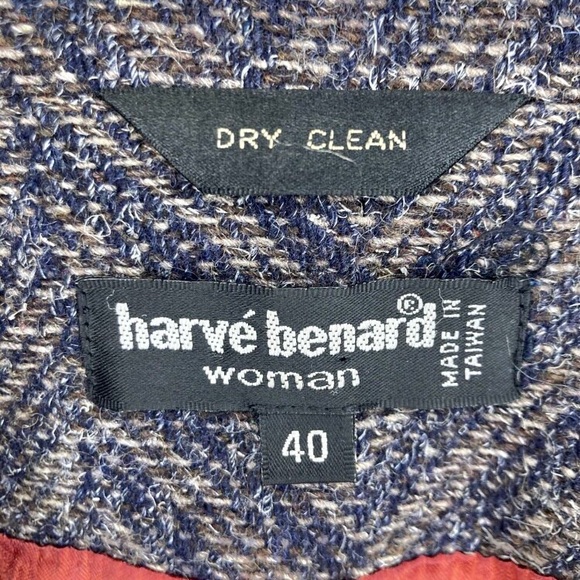 Vintage Harvé Benard Plus Size Brown and Gray Herringbone Wool Blazer - Picture 9 of 14